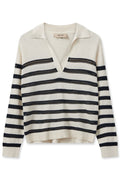 Mos Mosh 158880 MMRora Ecru Cream Striped V-Neck Jumper - Dotique