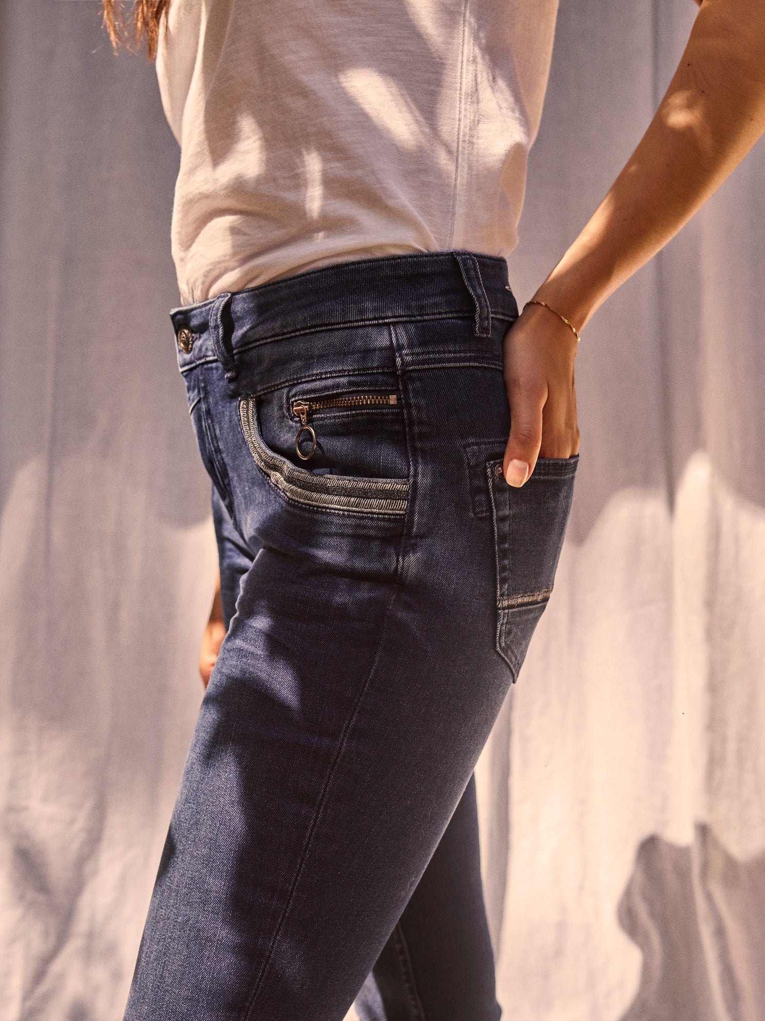 Mos Mosh Dark Blue Naomi Luna Jeans Front Lifestyle 2 | Dotique