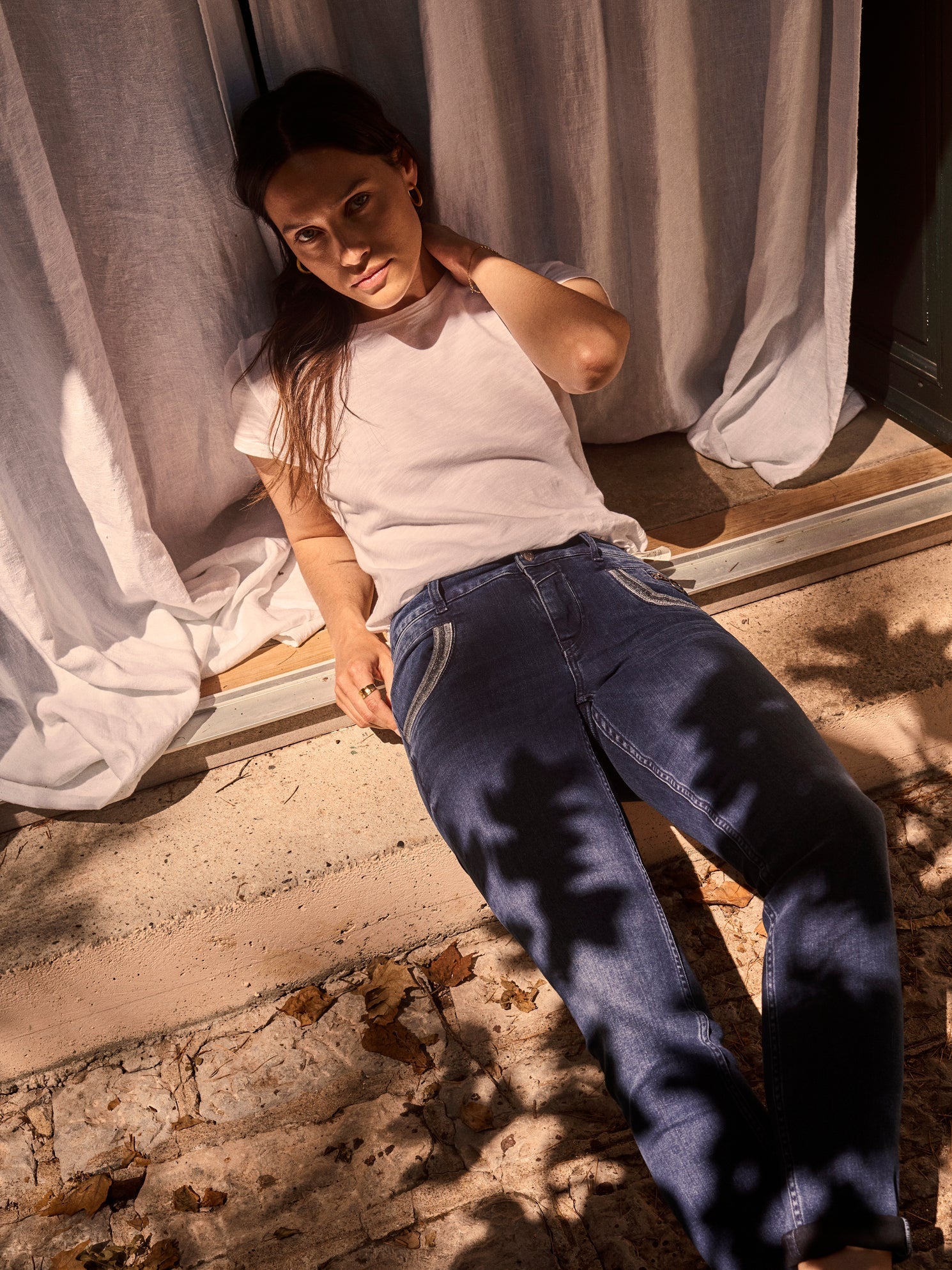 Mos Mosh Dark Blue Naomi Luna Jeans Front Lifestyle | Dotique