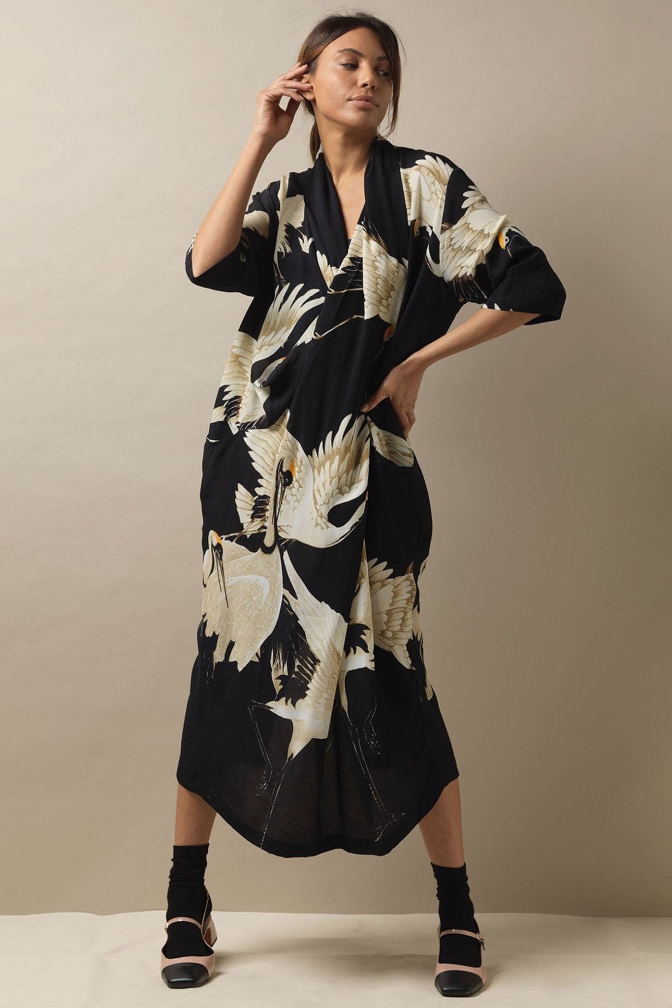 One Hundred Stars DRBSTOBLK Stork Black Rachel Dress - Dotique Chesterfield