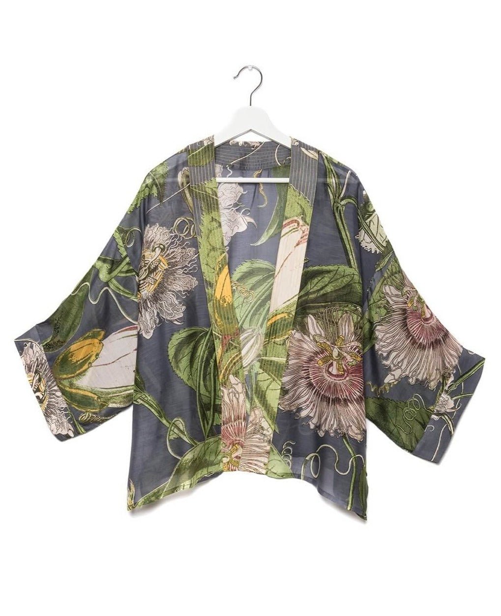 One Hundred Stars Grey Kew Passion Flower Kimona Front | Dotique