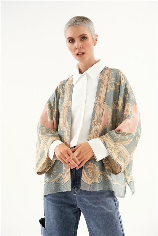 One Hundred Stars Grey Rococo Kimona - Dotique - One Hundred Stars