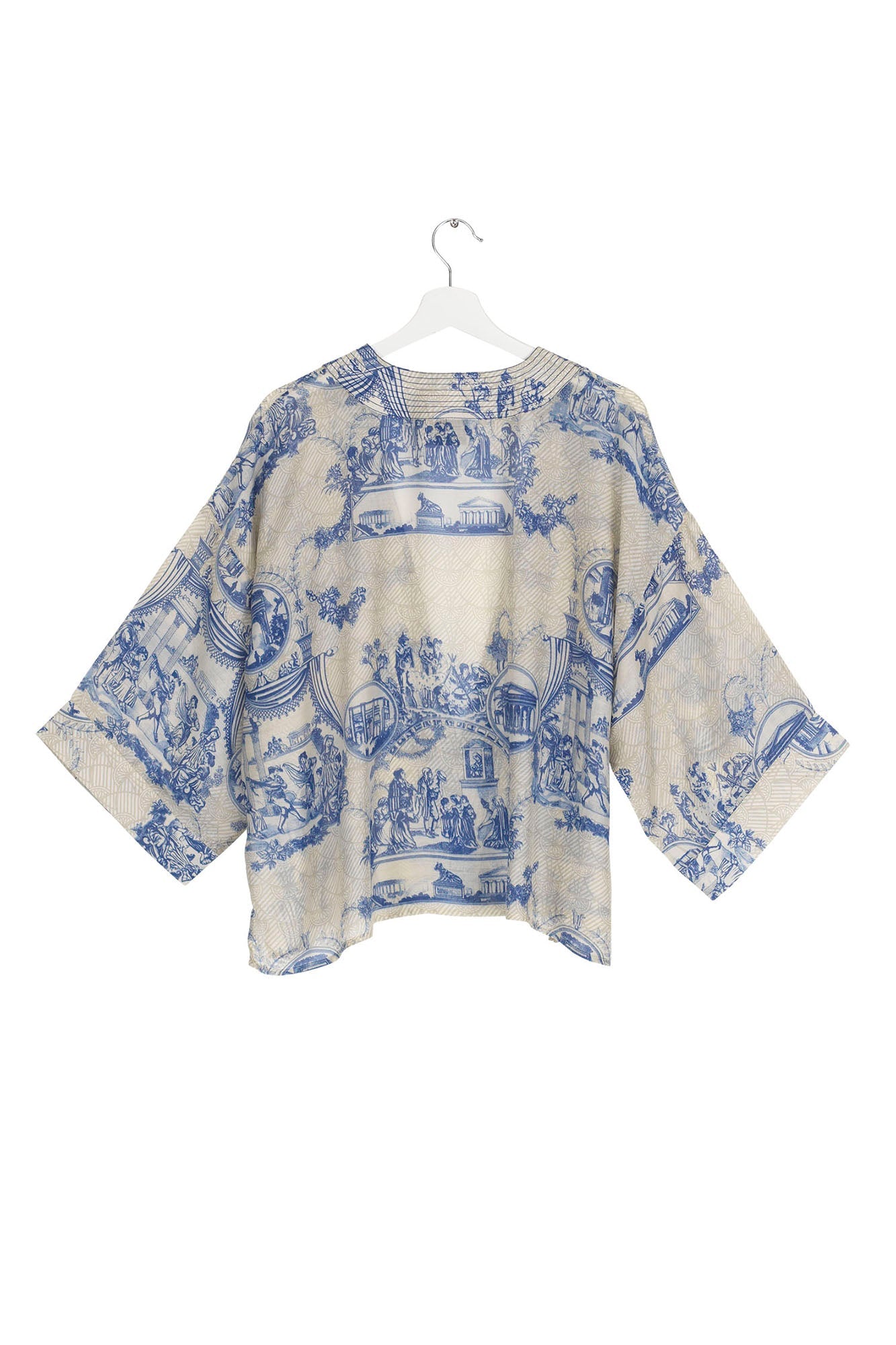 One Hundred Stars Ancient Columns Blue Kimono Back View | Dotique