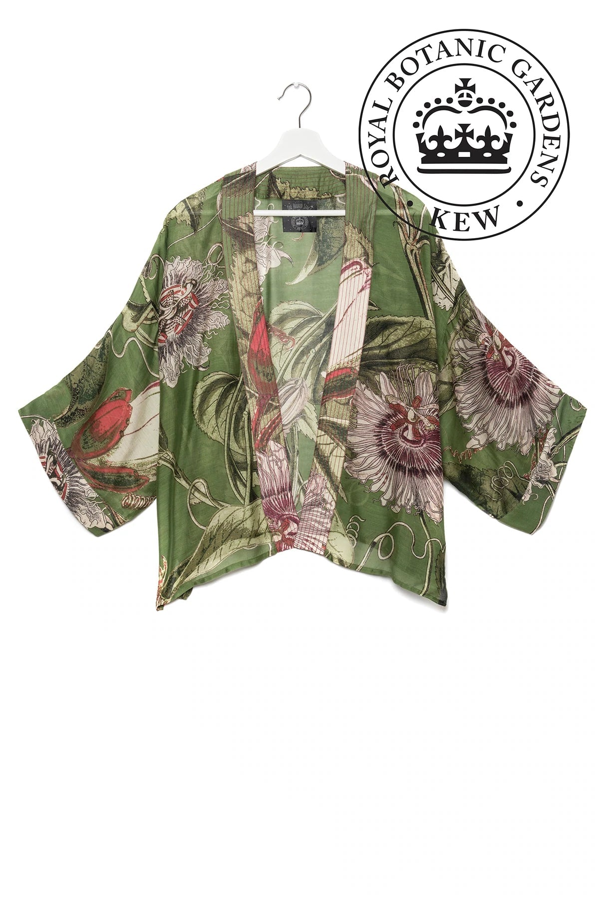 One Hundred Stars Kimono Kew Passion Flower Green Front | Dotique