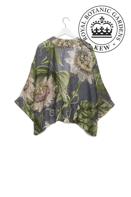 One Hundred Stars Kimono Kew Passion Flower Grey Back Dotique
