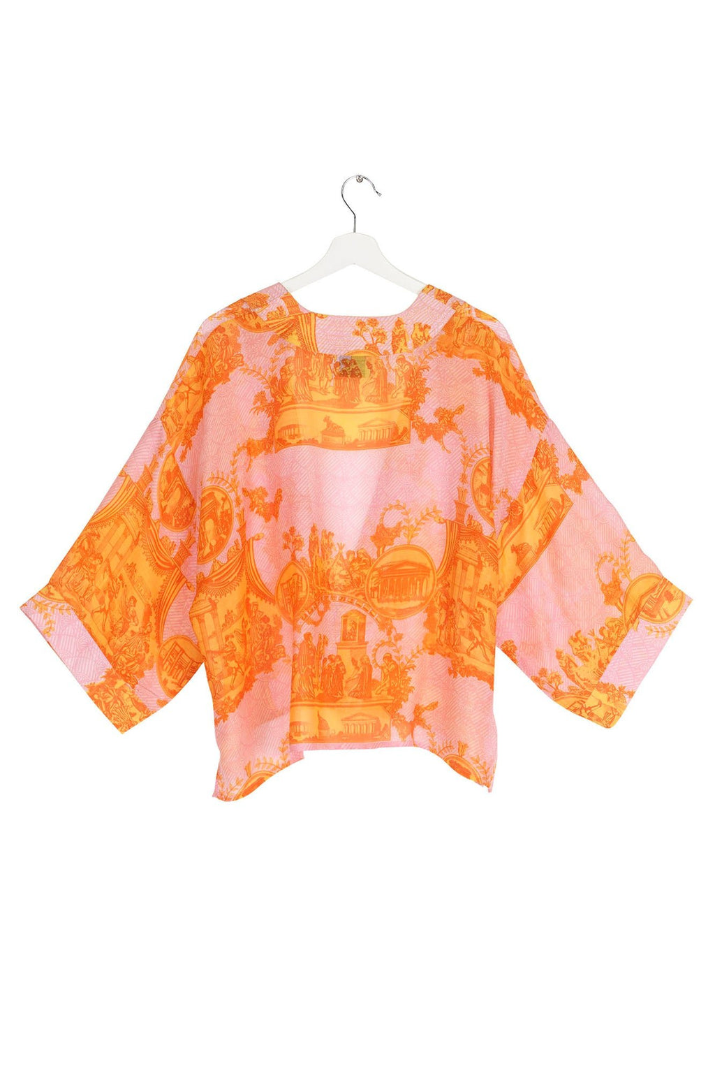 One Hundred Stars Ancient Columns Kimono Orange Back View | Dotique