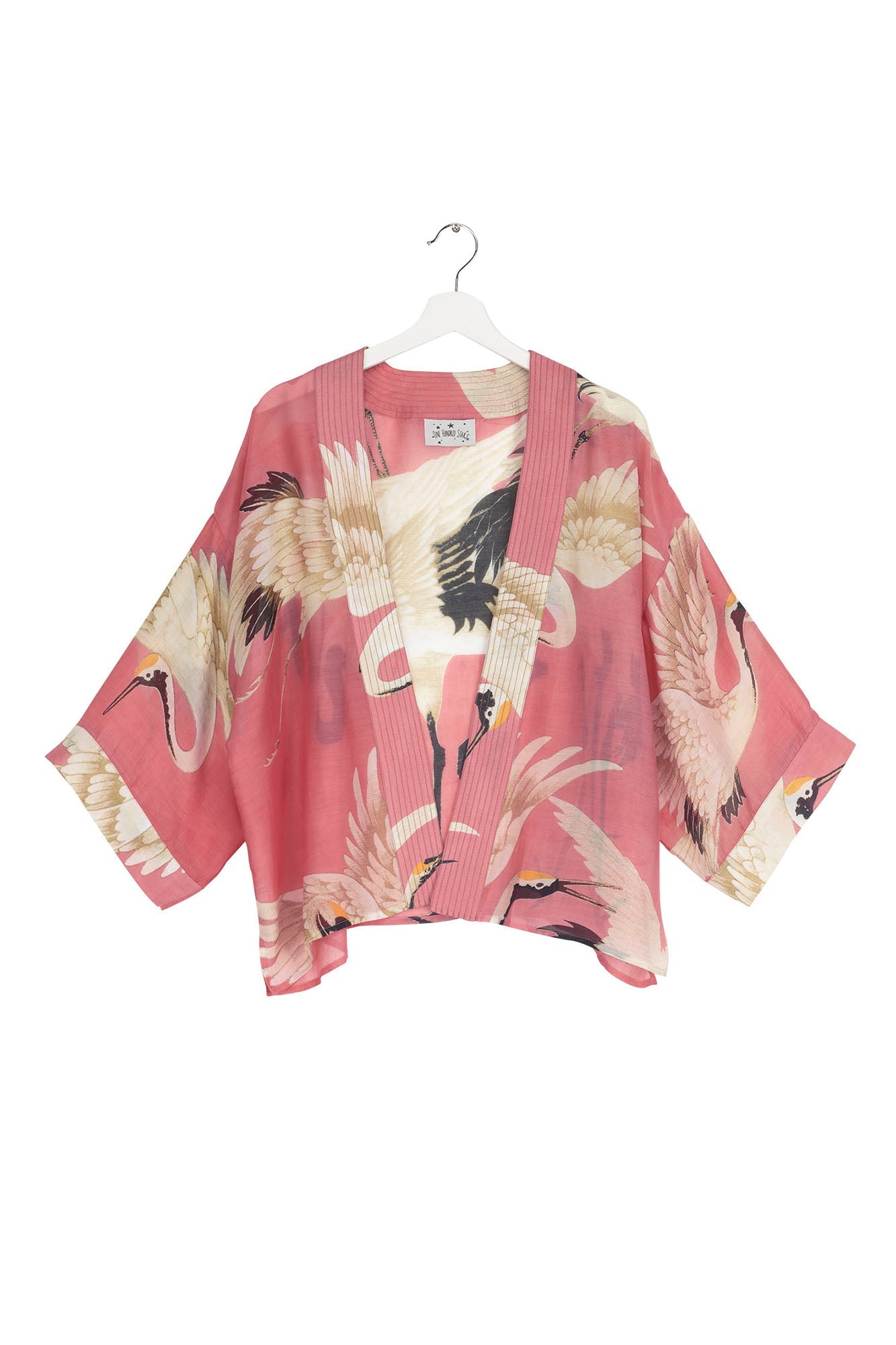 One Hundred Stars Lipstick Pink Stork Kimono Front View | Dotique