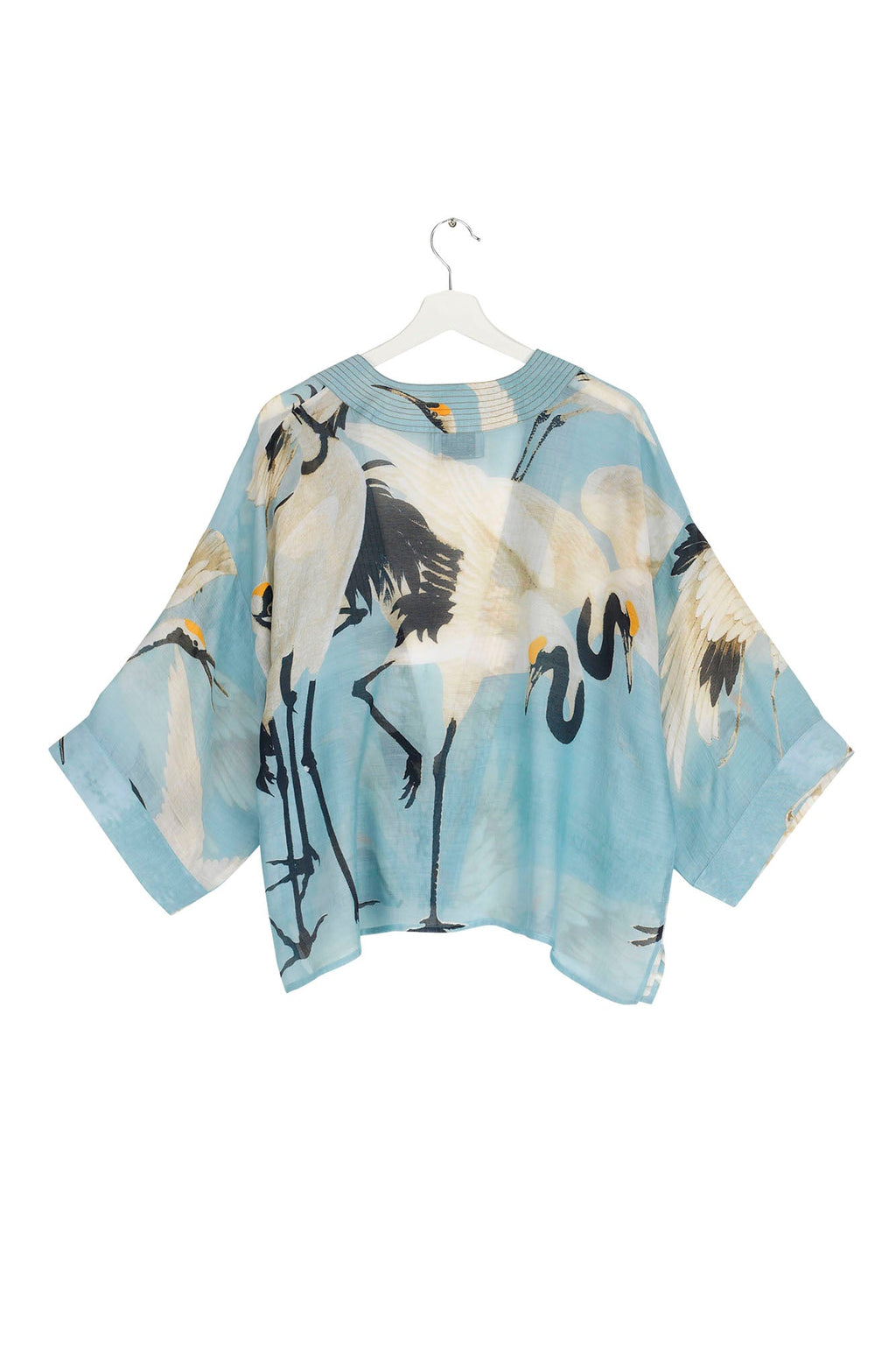 One Hundred Stars Sky Blue Stork Kimono Back View | Dotique 