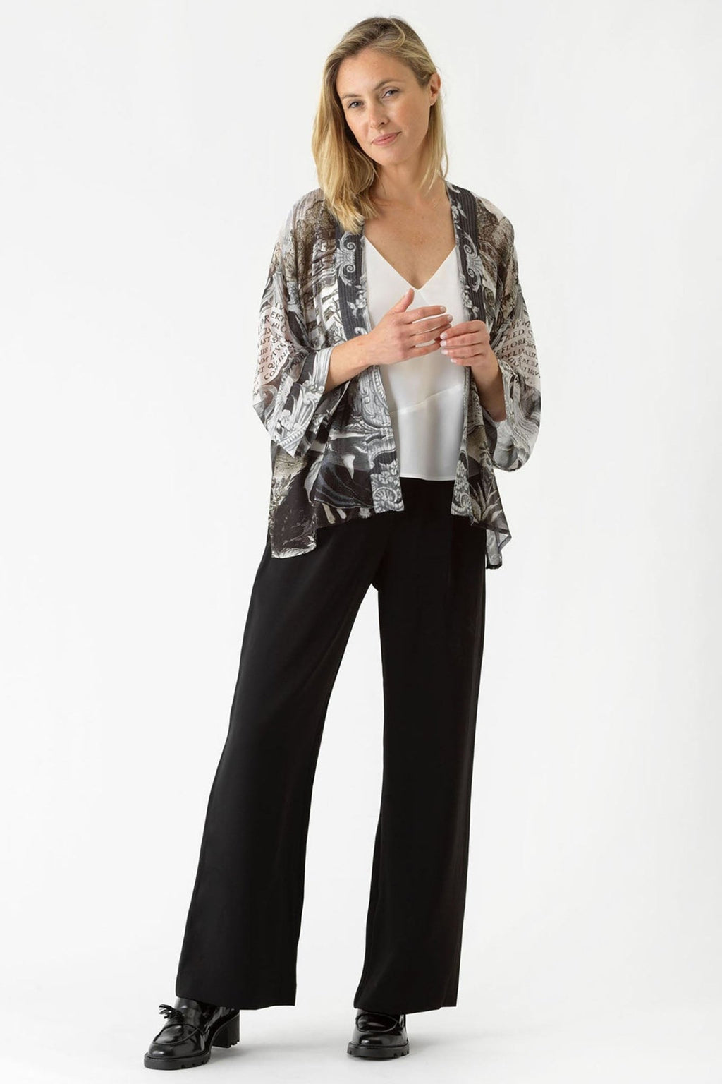 One Hundred Stars KIMSUNGRY Sunburst Grey Kimono - Dotique Chesterfield