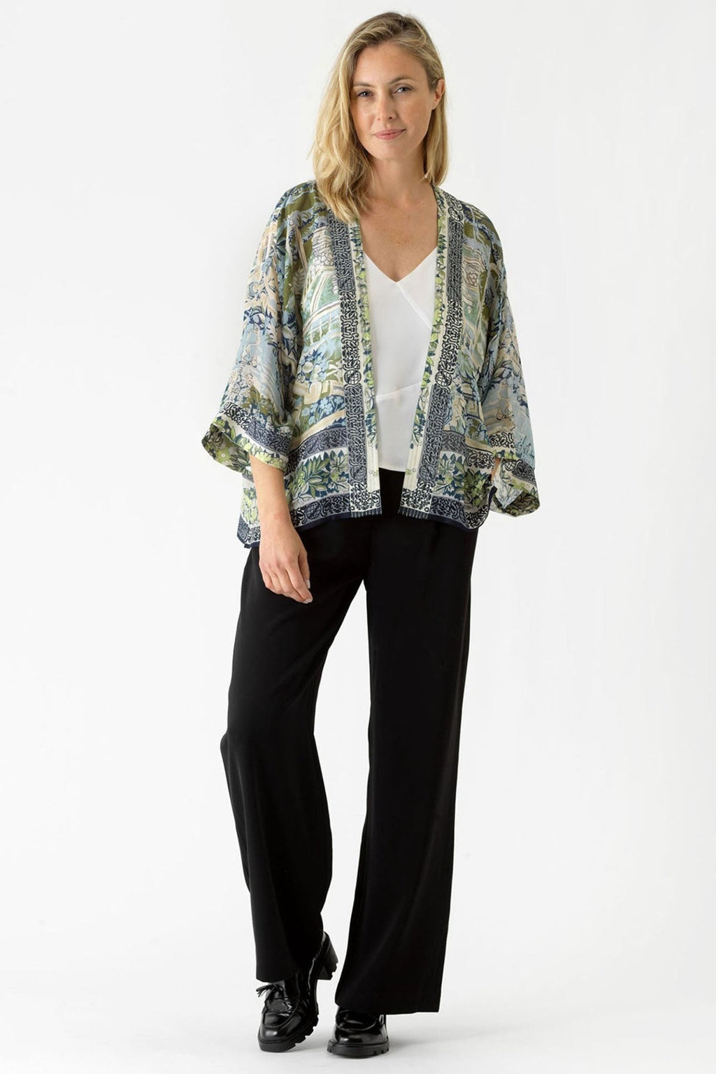 One Hundred Stars KIMTAPBLU Tapestry Sea Blue Kimono - Dotique Chesterfield