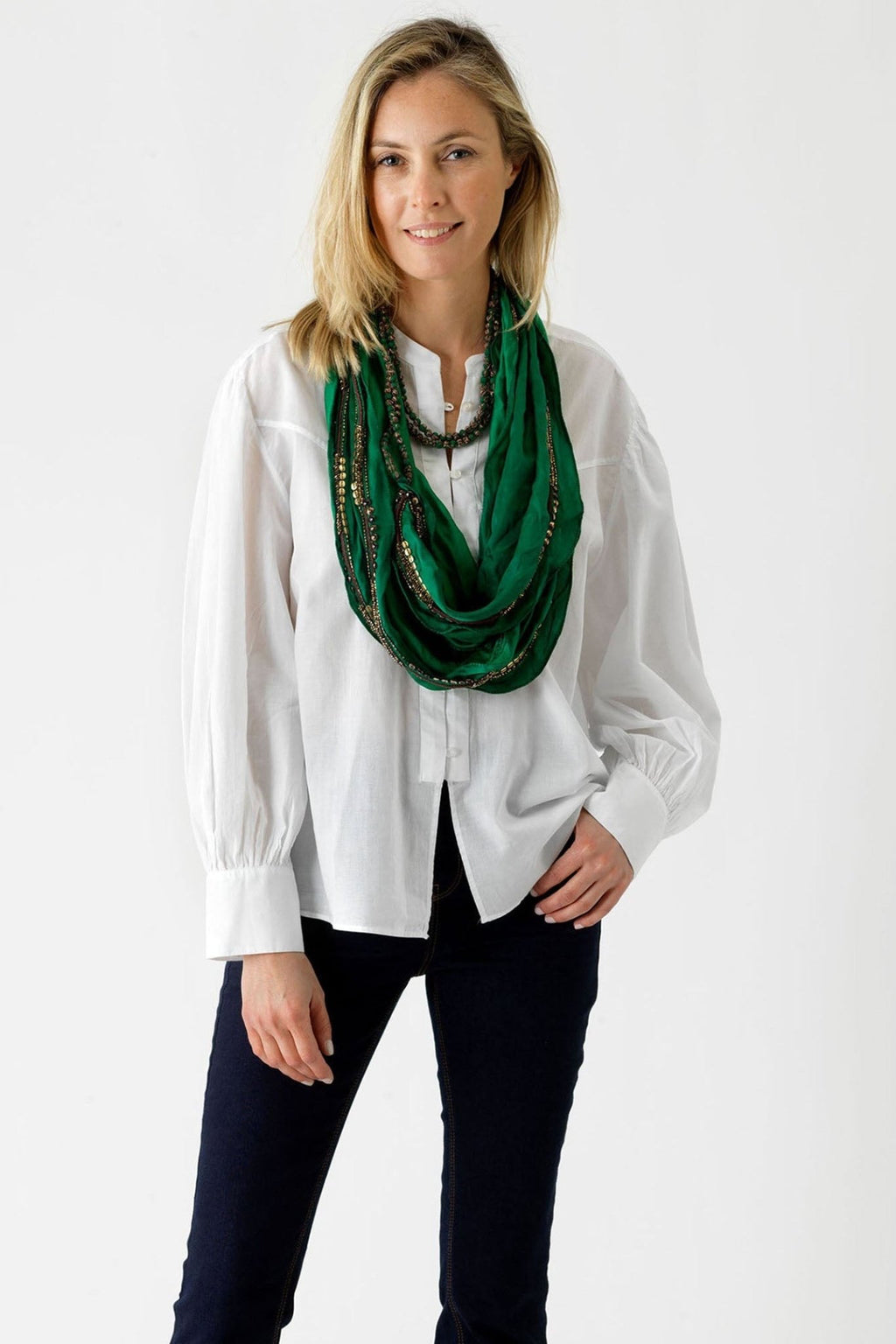 One Hundred Stars NKLHERGRN Heritage Green Necklace Scarf - Dotique