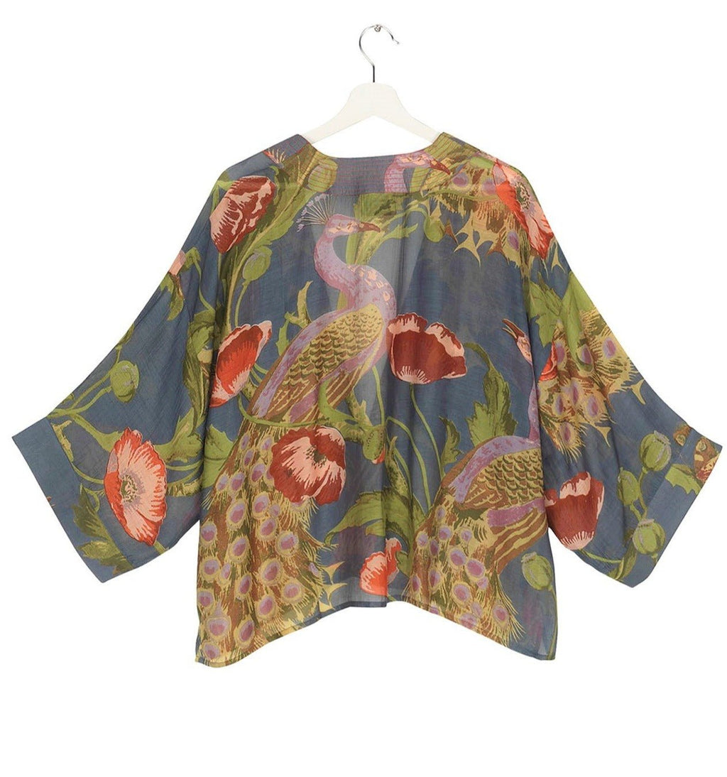 One Hundred Stars Peacock & Poppies Grey Kew Kimona Back | Dotique