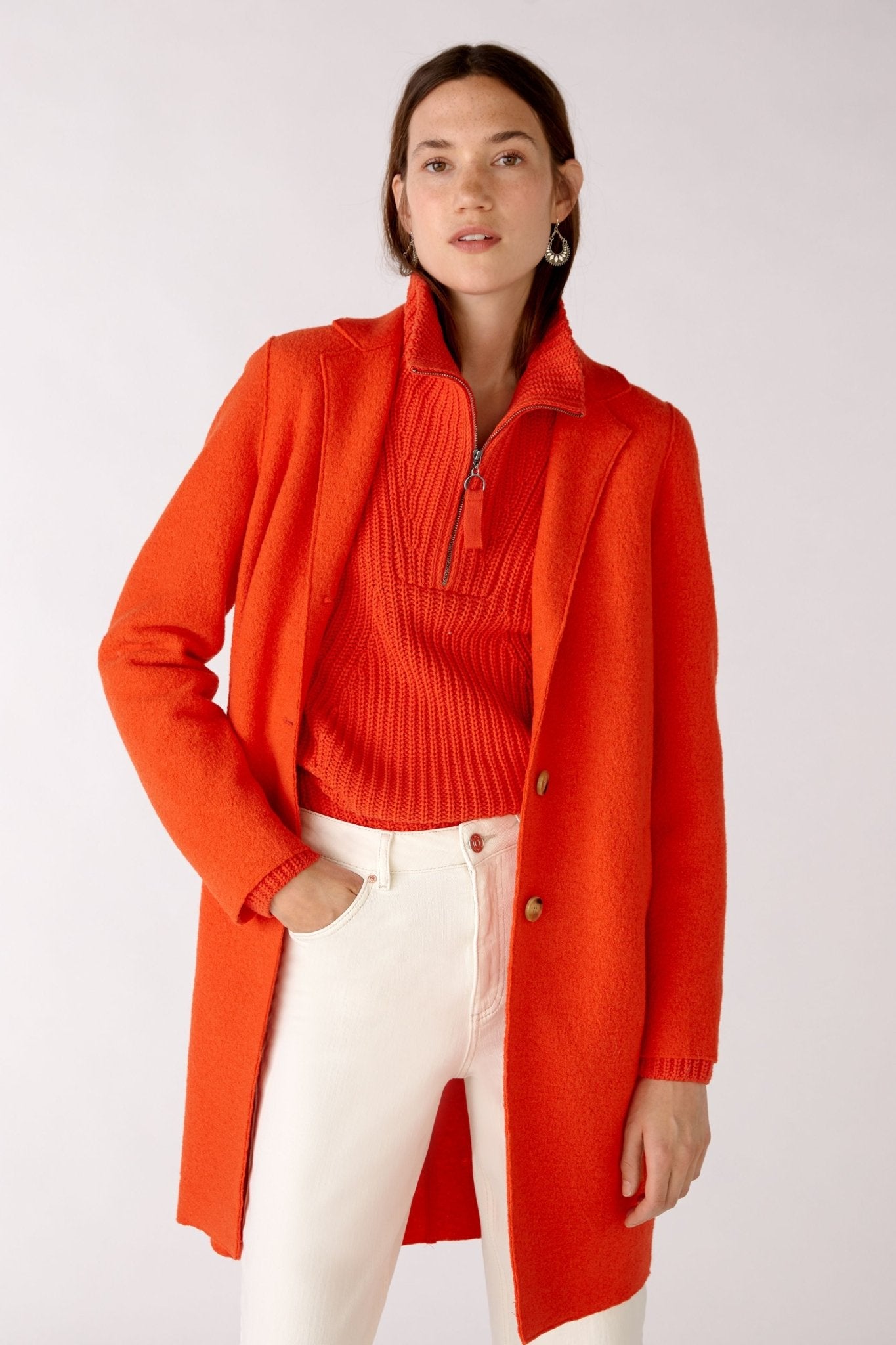 Oui 77627 Orange Coat - Dotique - Oui