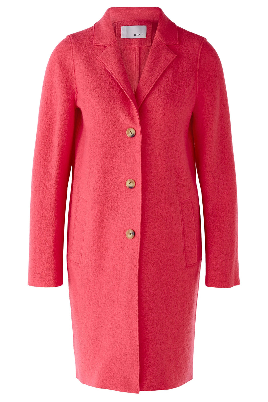 Oui 77627 Pink Boiled Wool Coat - Dotique