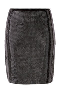 Oui 79695 Rock Black Metallic Shimmer Skirt - Dotique Chesterfield