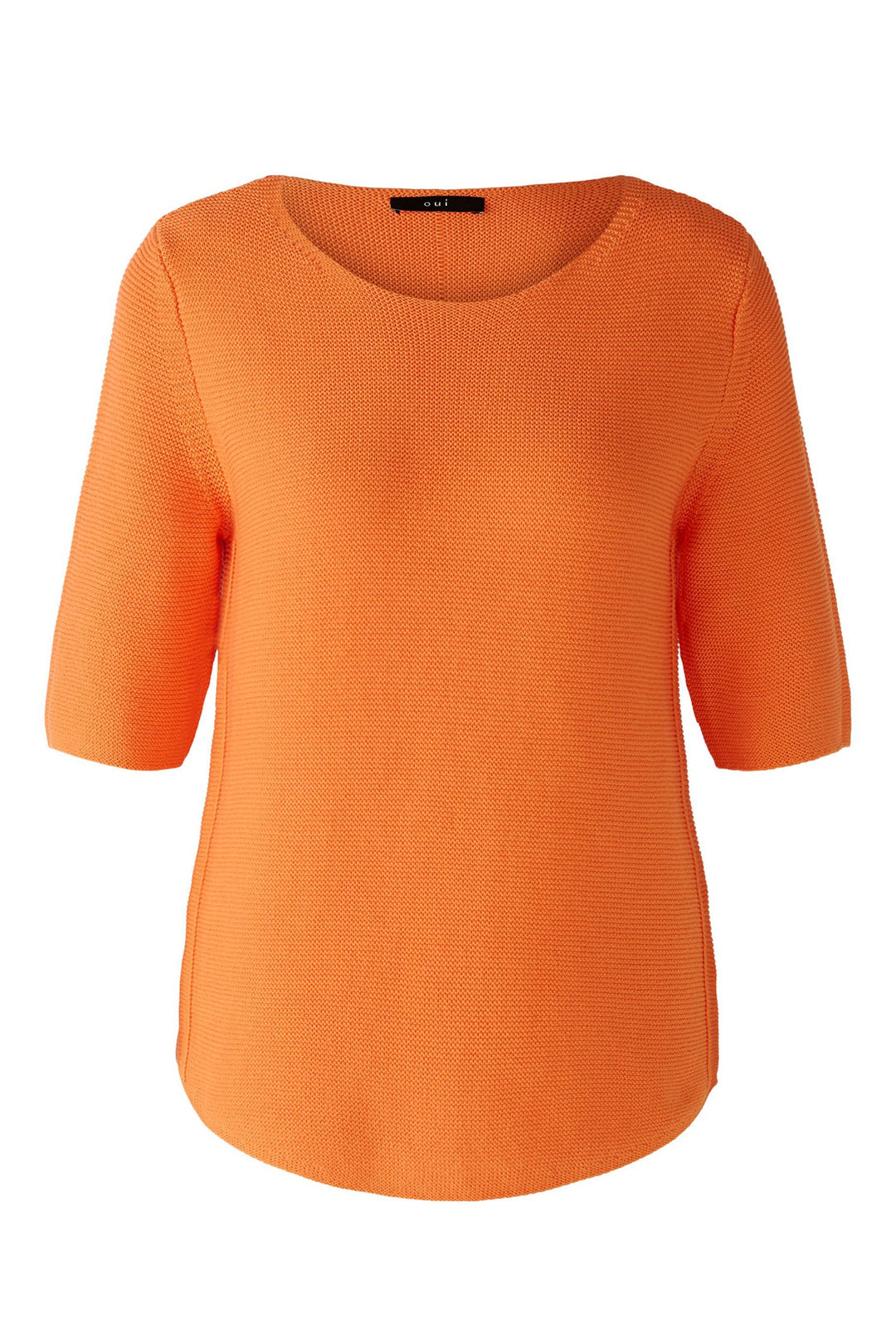 Oui 87489 Vermillion Orange Short Sleeve Round Neck Jumper - Dotique