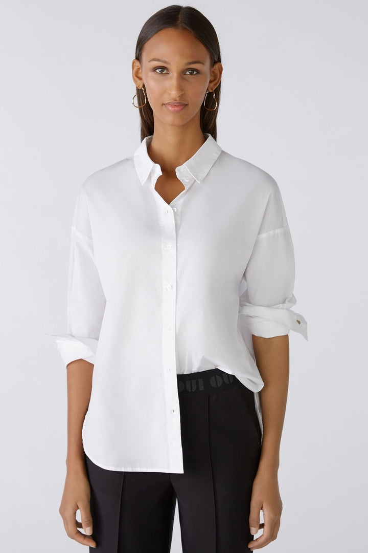 Oui 87718 Optic White Dropped Shoulder Shirt - Dotique