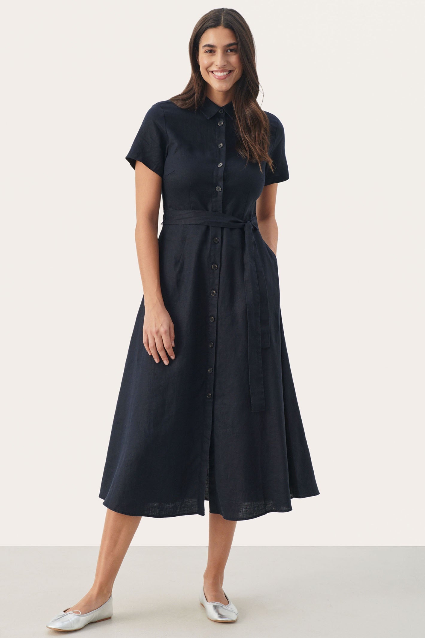 Short sleeve clearance linen dress