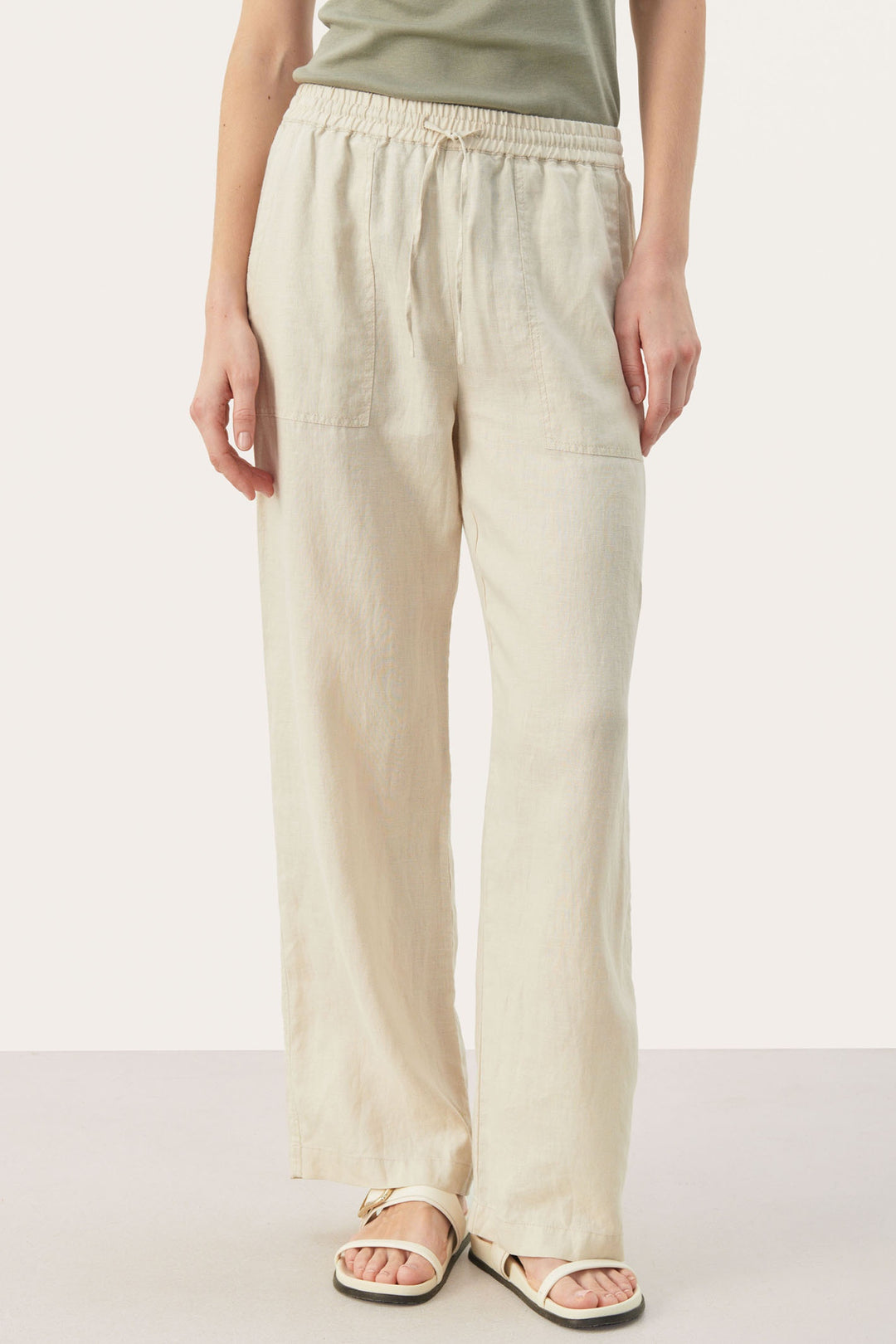 Part Two 30308455 EniolaPW PA French Oak Taupe Linen Trousers - Dotique