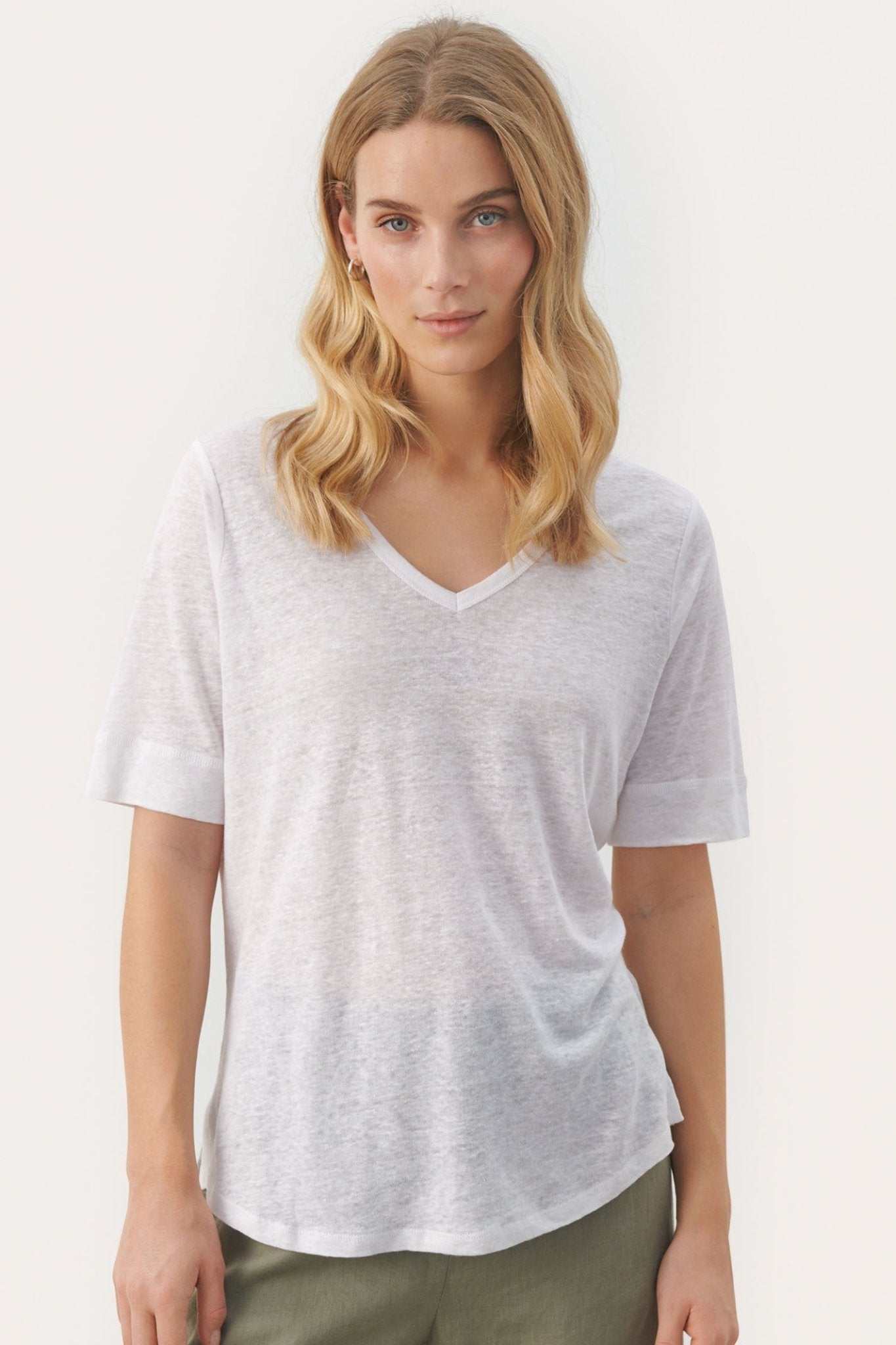 Part Two 30308736 CurliesPW TS Bright White V-Neck T-Shirt - Dotique