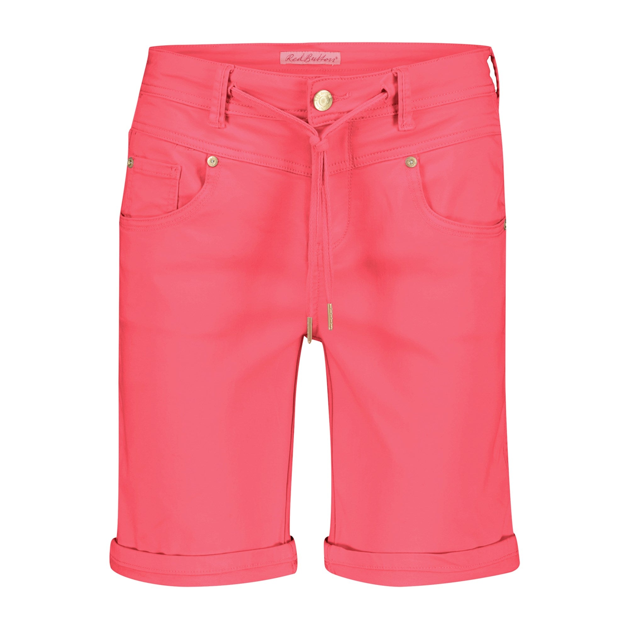 Red Button Relax Jog Shorts Dotique raspberry front