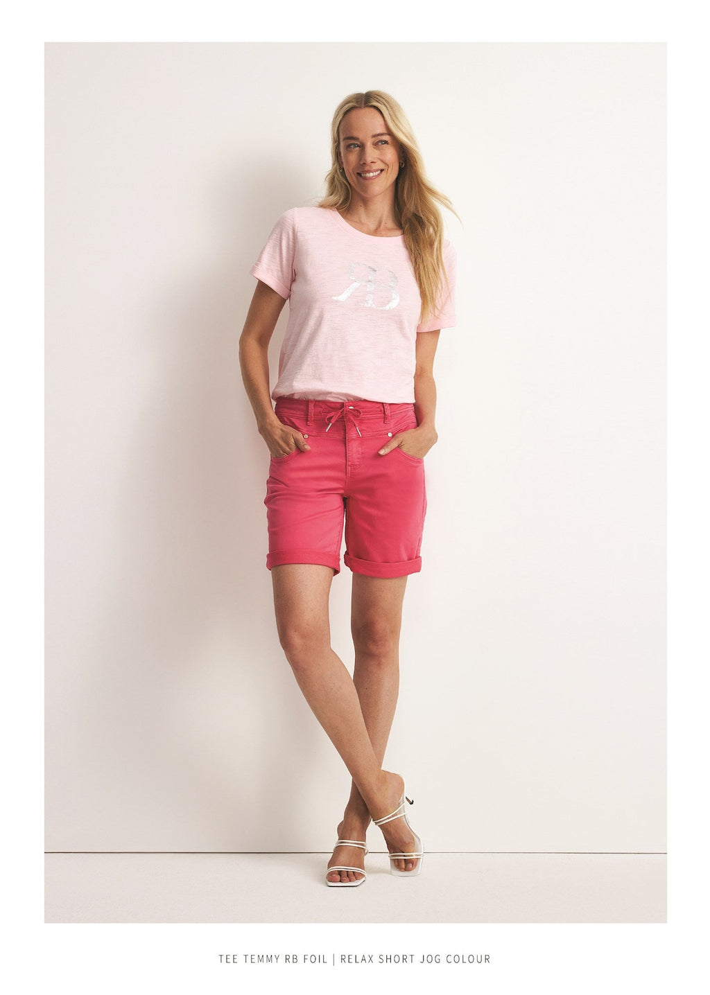 Red Button Relax Jog Shorts Dotique pink