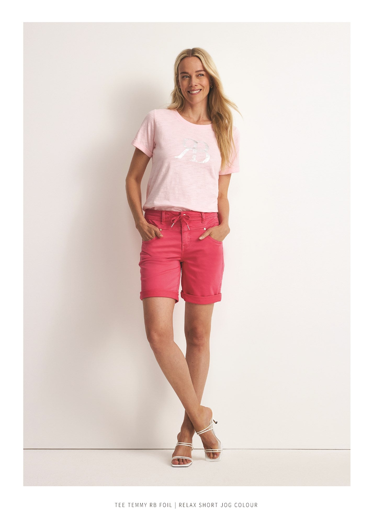 Red Button Relax Jog Shorts Dotique pink
