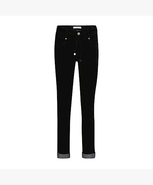 Red Button Relax Velvet Jeans - Black Dotique front