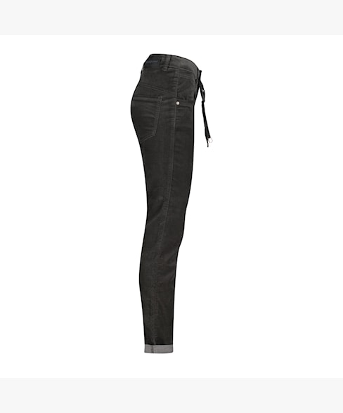 Red Button Relax Velvet Jeans - Grey dotique side
