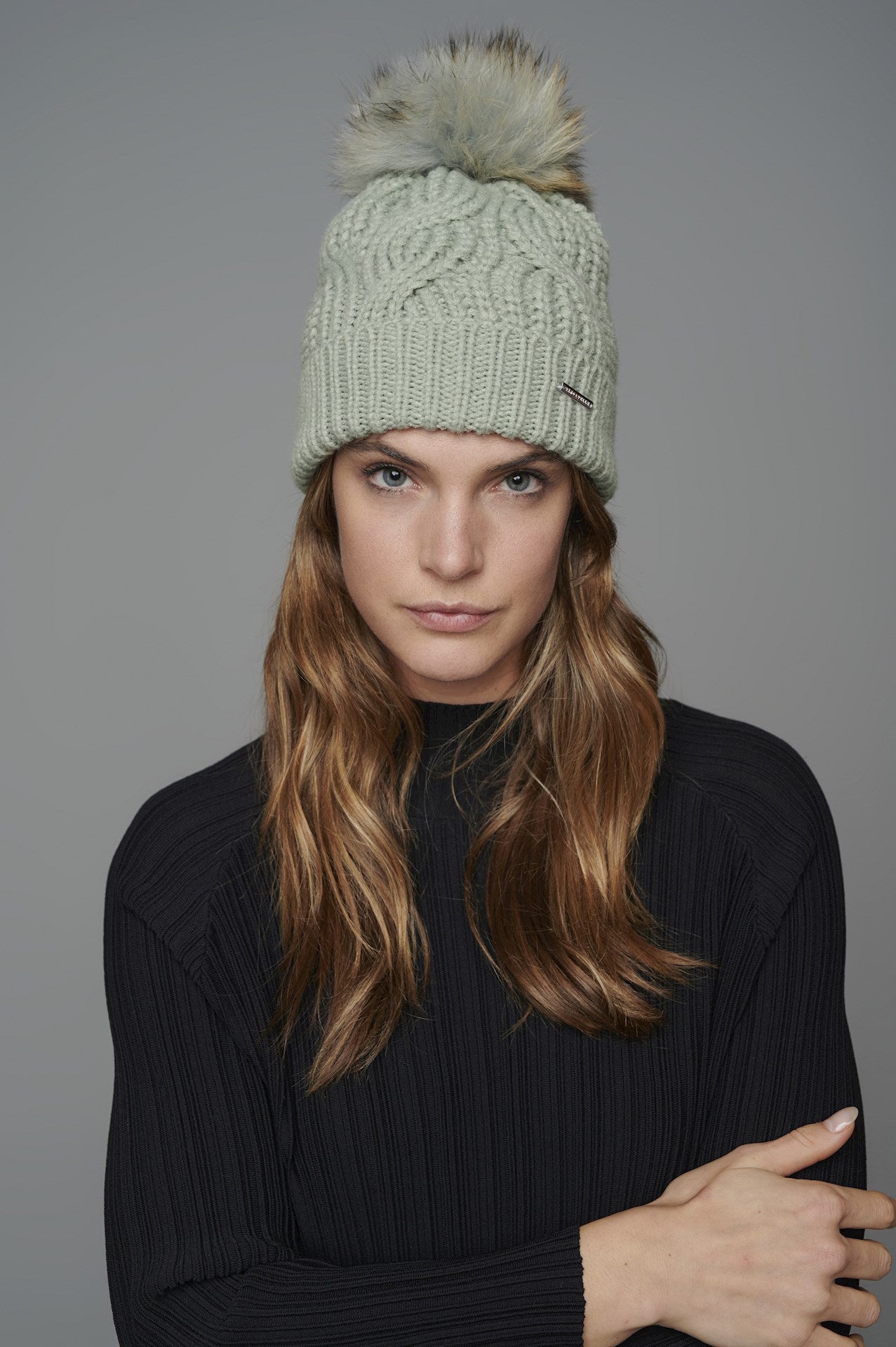 Rino & Pelle Desert Sage Beanie with Pom Pom Lifestyle | Dotique