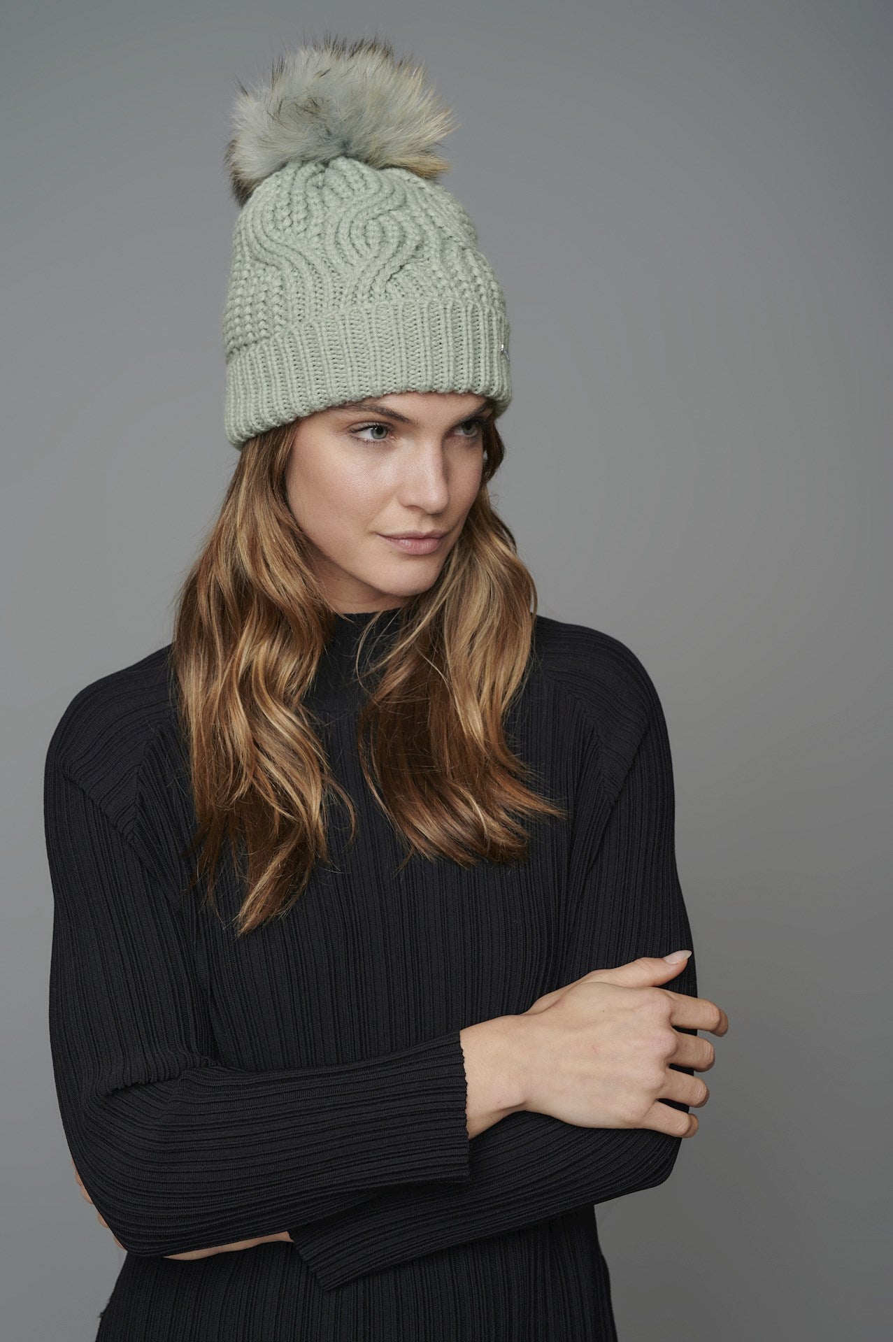 Rino & Pelle Desert Sage Beanie with Pom Pom Lifestyle 2 | Dotique