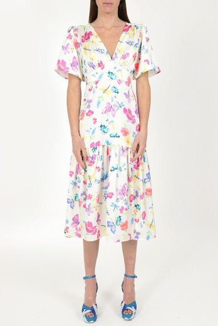 Sirens Imelda Cream Bug Midi Dress Dotique front worn