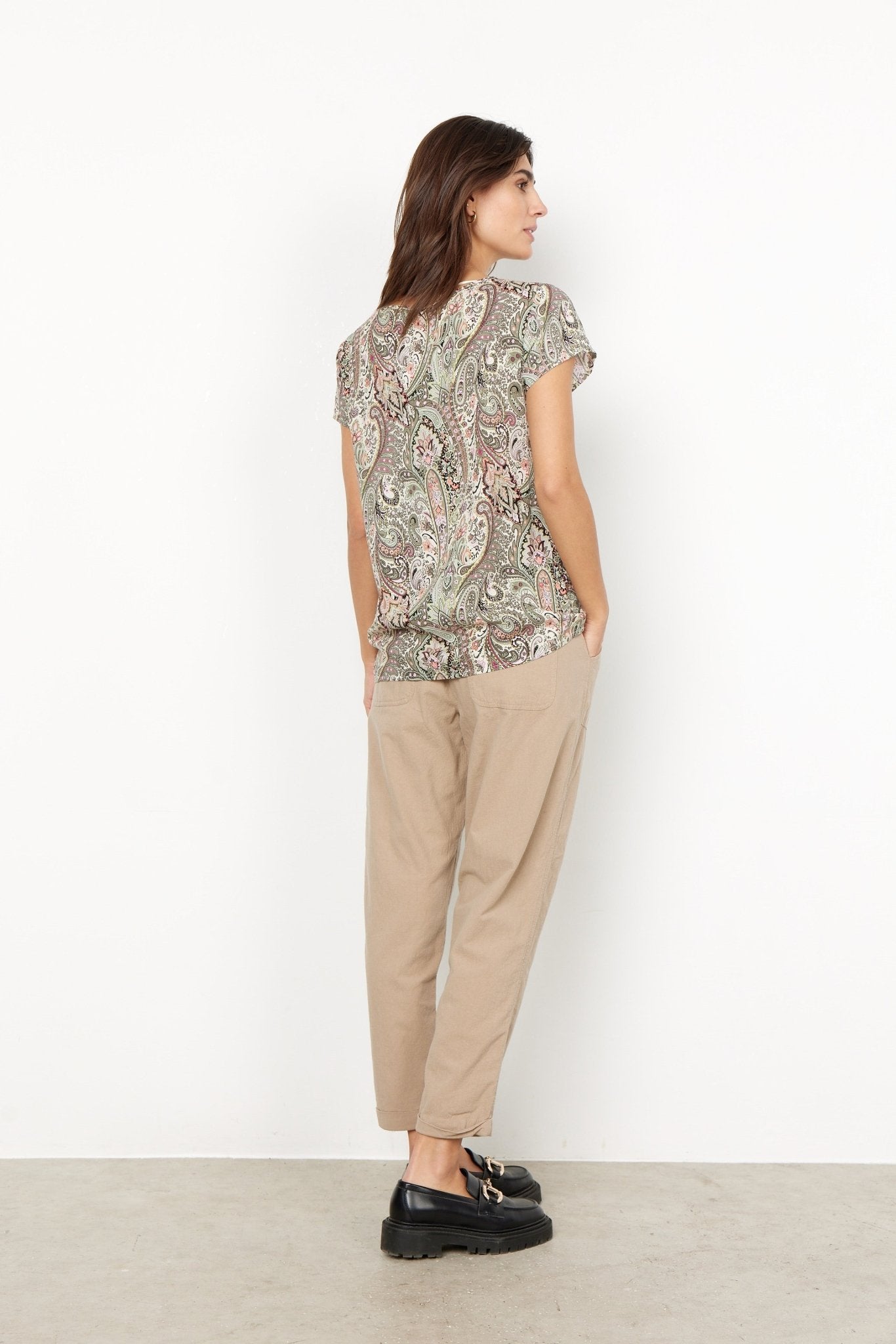 Soya Concept Kie 1 Multi Coloured Paisley Print Round Neck T-shirt Back View | Dotique