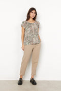 Soya Concept Kie 1 Multi Coloured Paisley Print Round Neck T-shirt Front View | Dotique