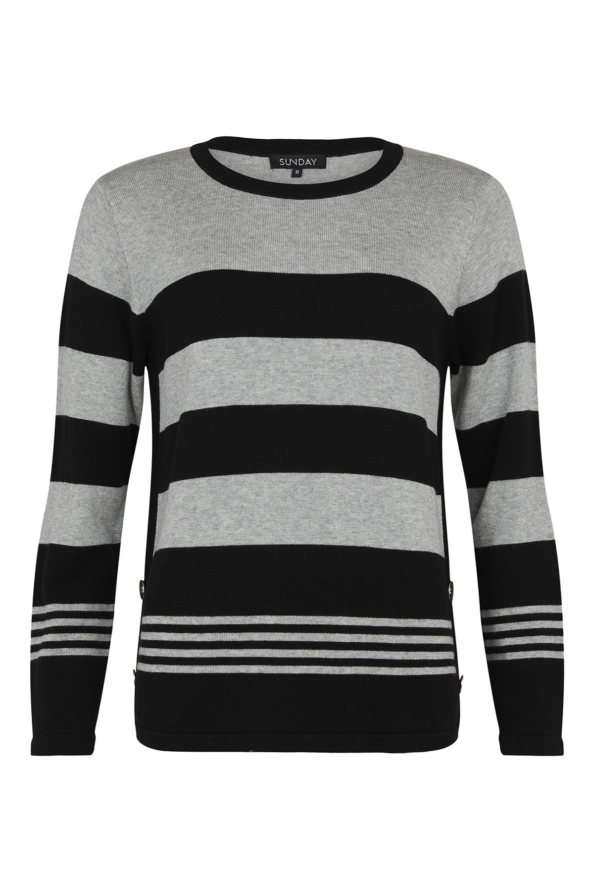 Sunday 6748 Grey Black Stripe Jumper Front | Dotique