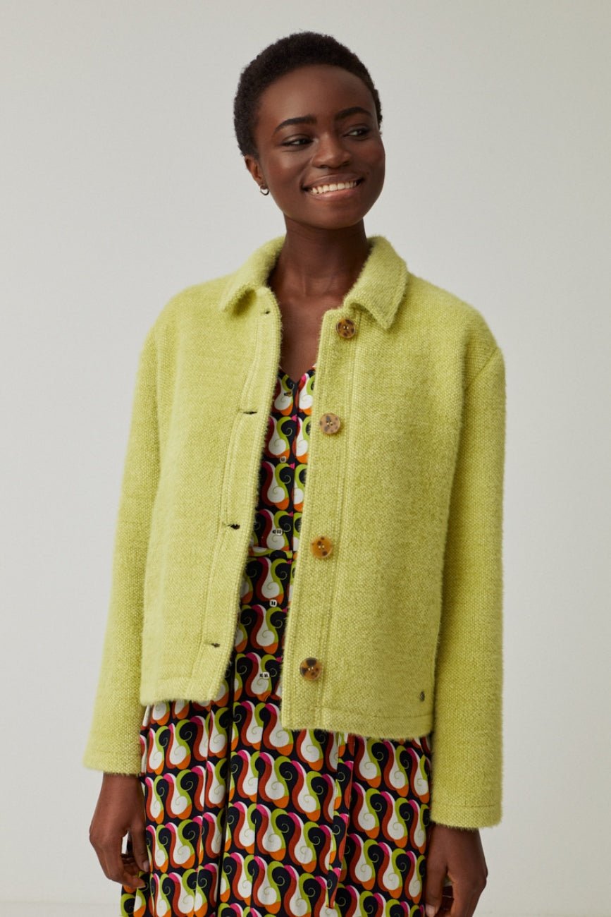 Surkana Acid Green Long Sleeve Textured Jacket - Dotique - Surkana