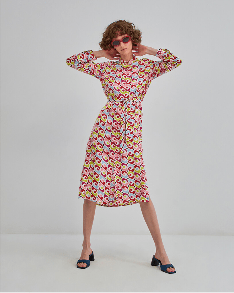 Surkana 522CAZO724 Shirt Dress Multi Front Lifestyle Dotique