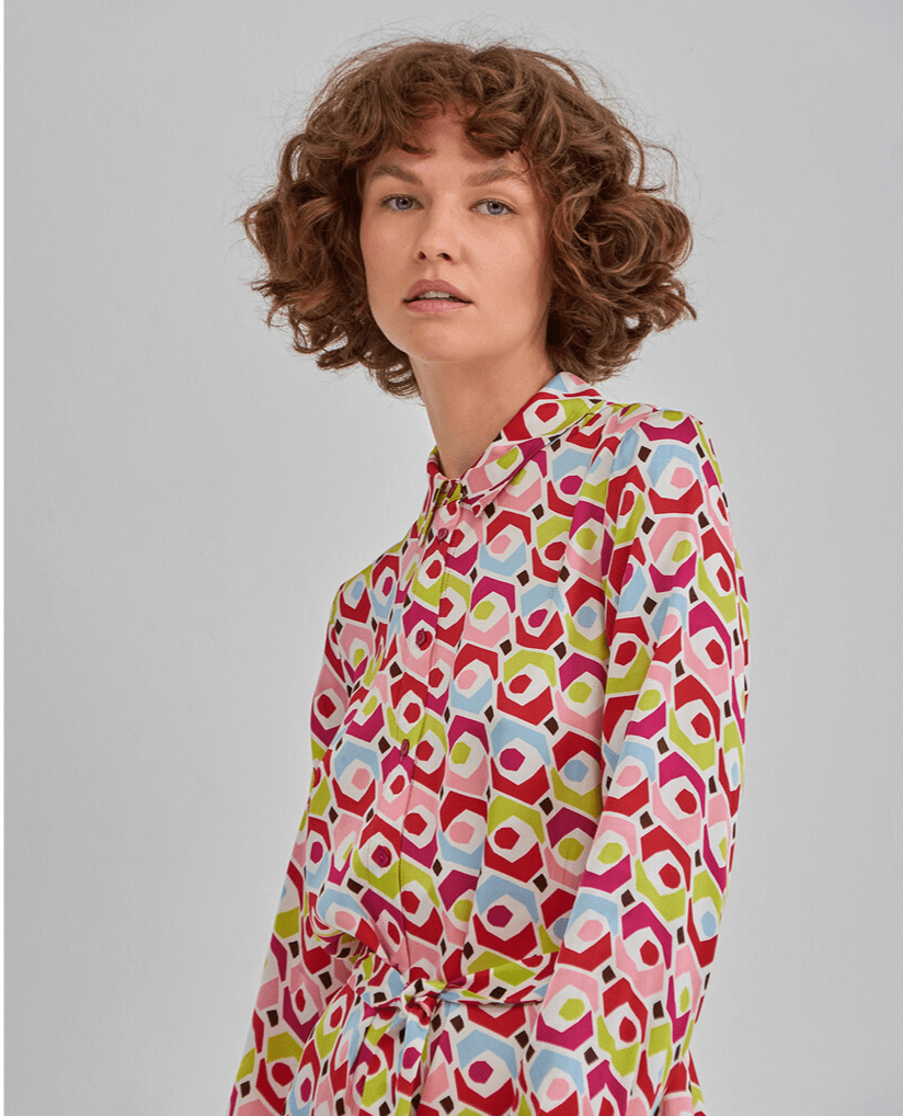 Surkana 522CAZO724 Shirt Dress Multi Front Lifestyle Dotique