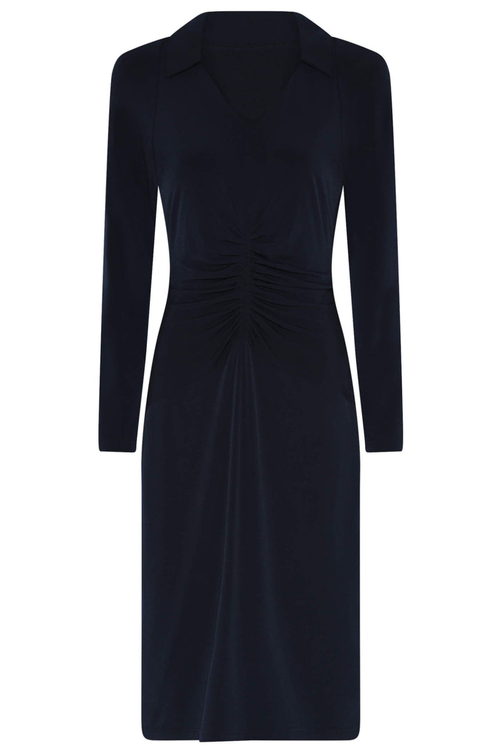 Tia 78672-7093 6903 Navy V-Neck Long Sleeve Dress - Dotique