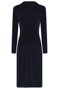 Tia 78672-7093 6903 Navy V-Neck Long Sleeve Dress - Dotique
