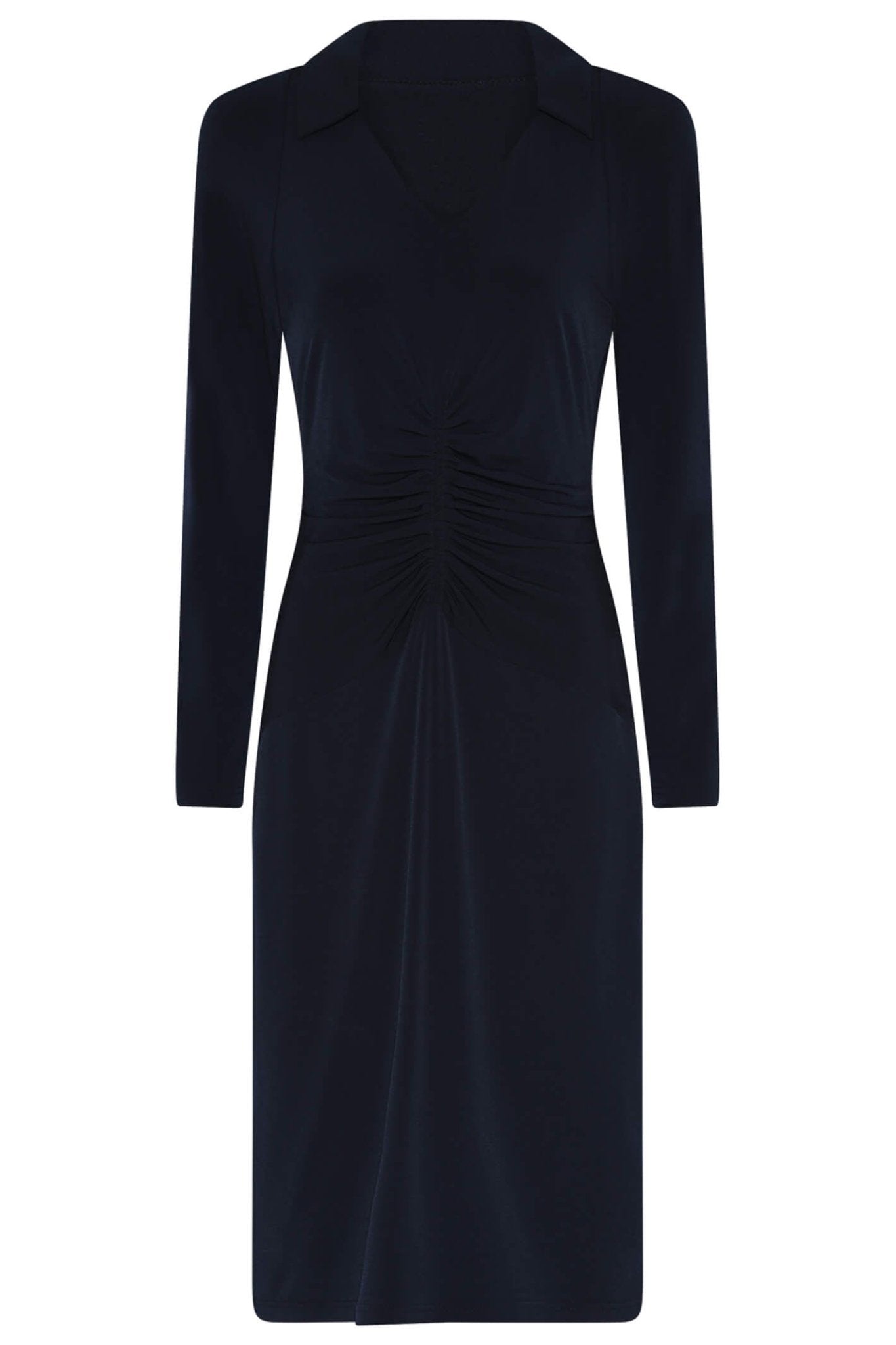 Tia 78672-7093 6903 Navy V-Neck Long Sleeve Dress - Dotique