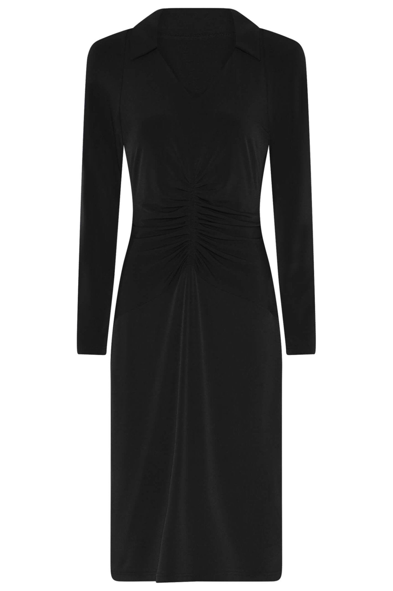Tia 78672-7093 9000 Black V-Neck Long Sleeve Dress - Dotique