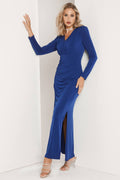 Tia 78673 Cobalt Blue Long Sleeve Evening Dress - Dotique Chesterfield