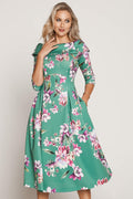 Tia 78694-7738 80 Jade Green Floral Print Occasion Dress - Dotique