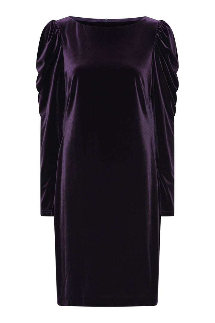 Tia 78722 Purple Velvet Puff Shoulder Cocktail Party Dress - Dotique Chesterfield