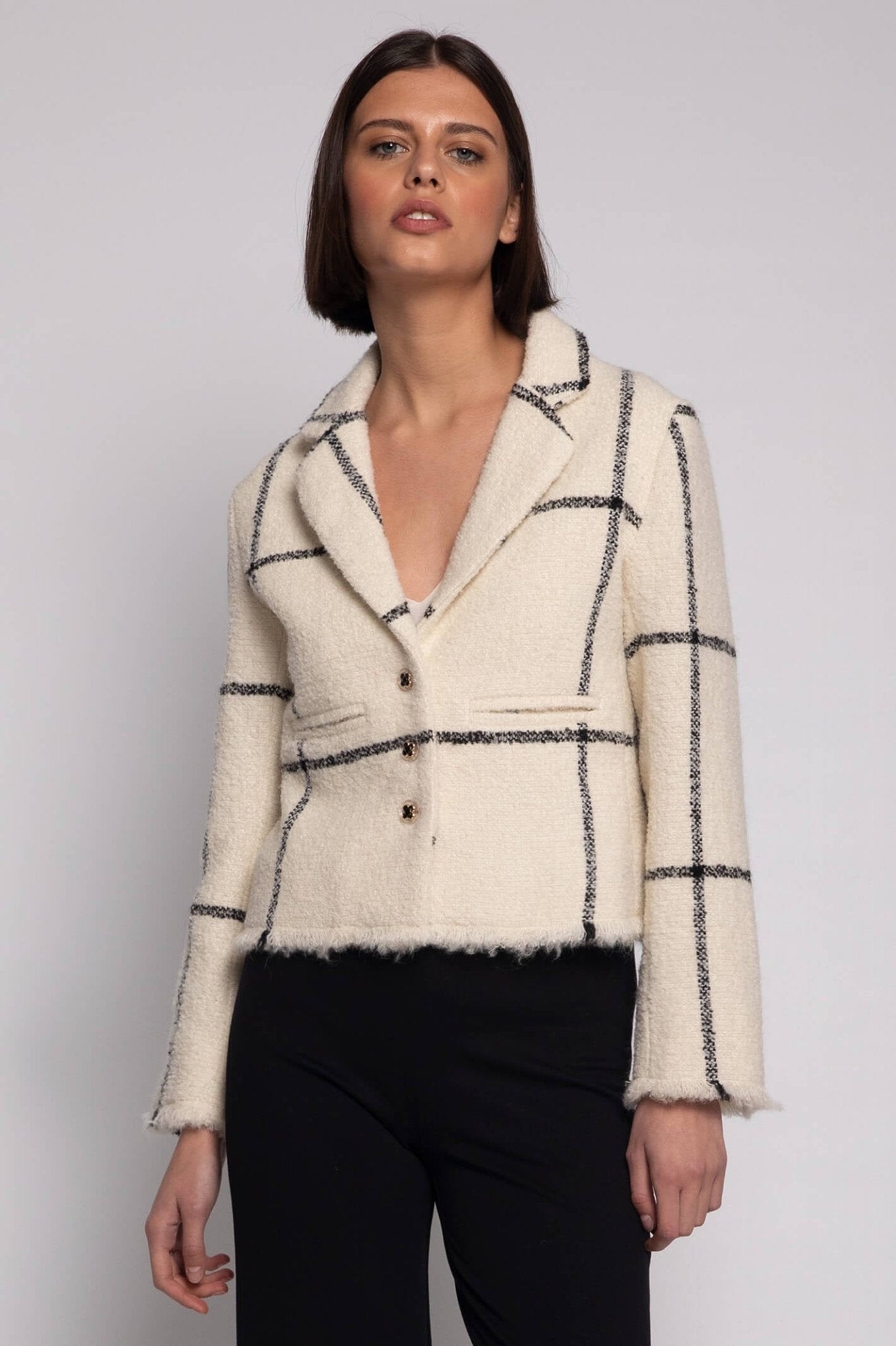 Vilagallo 30687 Cream Black Chanel Style Jacket - Dotique